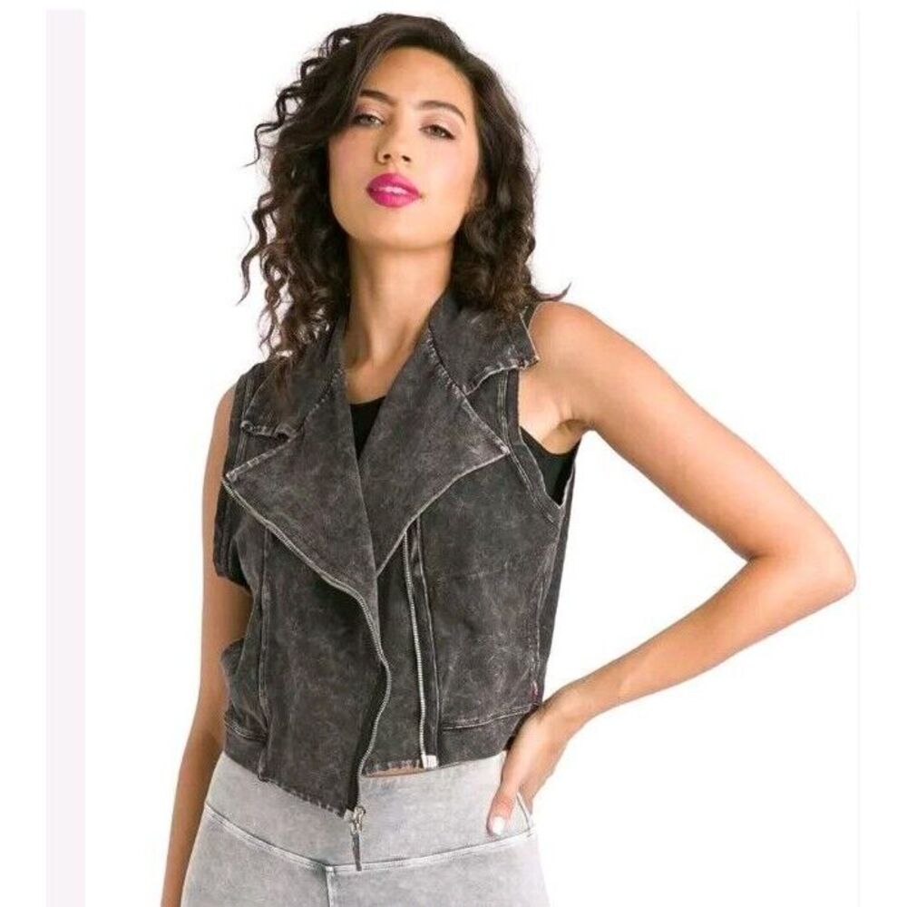 Hard Tail Forever Asymmetrical Zip Layer Vest XS‎ Mineral Wash Black Oversized